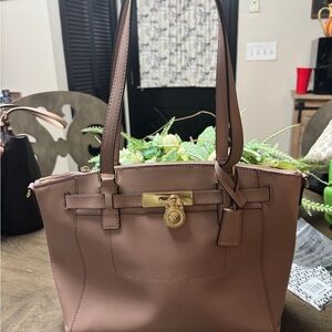 Michael Kors Brown Tote with Gold Details